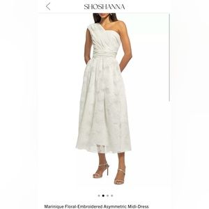 SHOSHANNA Marinique Floral-Embroidered Asymmetric Midi-Dress